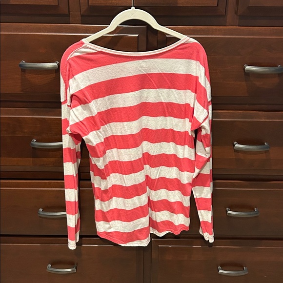 Old Navy Relaxed Striped Top in Coral and White - Picture 3 of 3